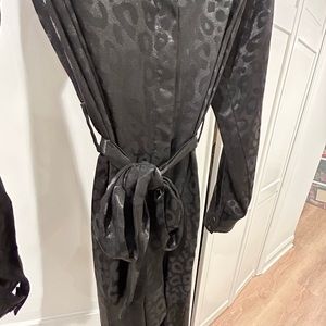 Sen Long Sleeve Black Leopard Print Dress Medium